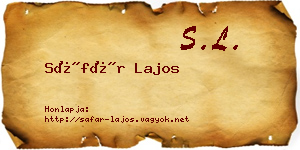 Sáfár Lajos névjegykártya